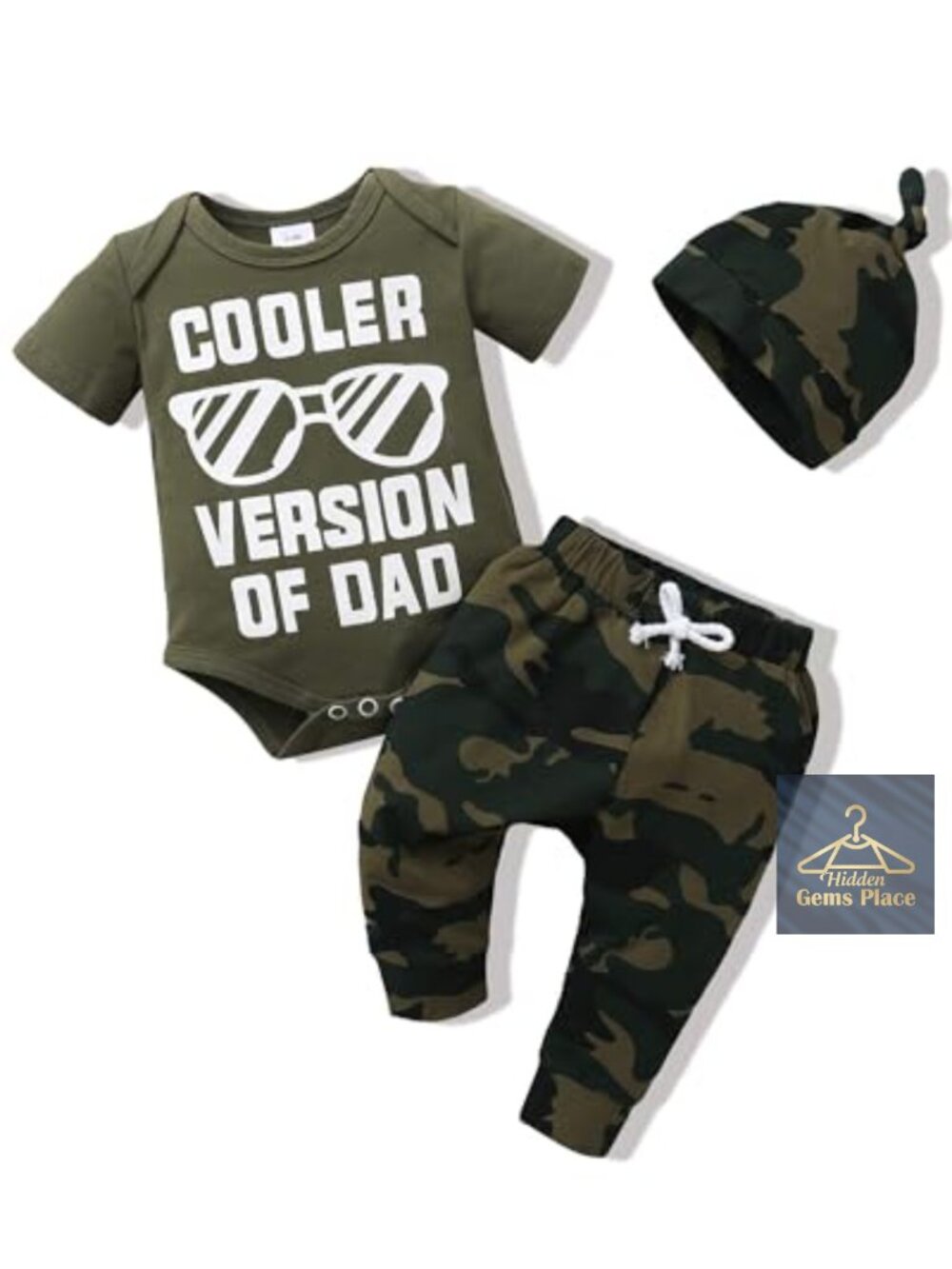 Baby Boy 2-Piece Outfit Cotton Blend Romper and Pants with Hat